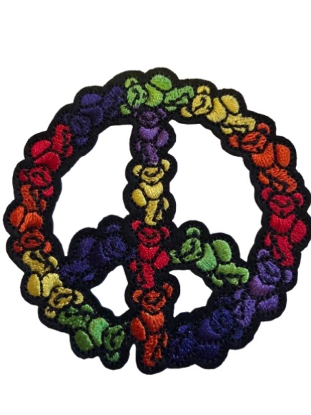 Grateful Dead Dancing Bears Rainbow Peace Sign Embroidered Patch Hippie